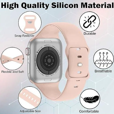 Premium 44mm Silicone Watch Strap for Smartwatch, Soft Flexible Replacement Wrist Band, Adjustable Sport Watch Band, Waterproof Silicone Strap, Wine Red