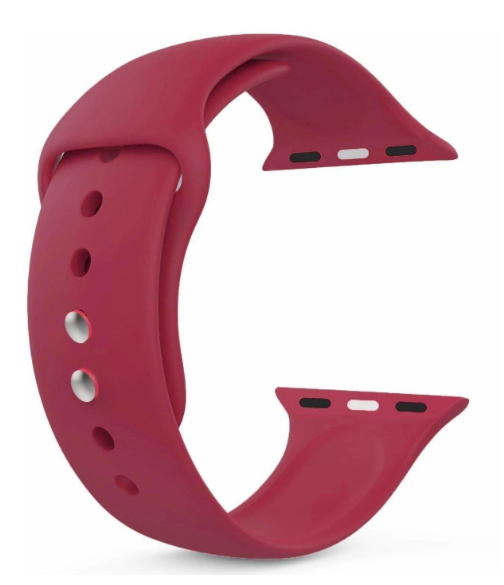 Premium 44mm Silicone Watch Strap for Smartwatch, Soft Flexible Replacement Wrist Band, Adjustable Sport Watch Band, Waterproof Silicone Strap, Wine Red