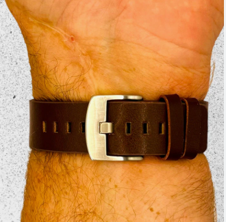 Premium 49mm Leather Watch Strap for Smartwatch, Universal Replacement Wrist Band, Adjustable Buckle Watch Band, Business Casual Leather Strap, Brown