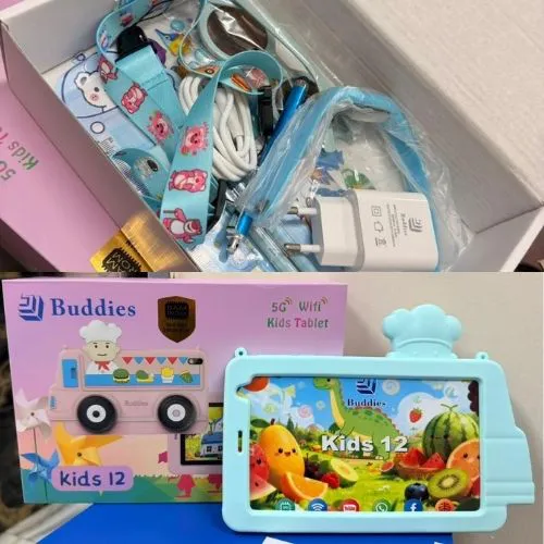 [NEW ARRIVAL] BUDDIES KIDS 12 STUDY TABLET 5G WIFI TABLETS 8GB RAM / 256GB ROM STORAGE With BOTH SIM CARD SLOT AND MEMORY CARD SLOT, ANDROID TAB FOR LEARNING AND FUN, Children tablet