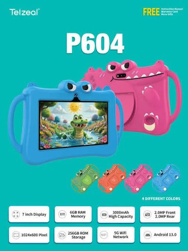 NEW ARRIVAL Tablet Telzeal P604 6GB/256GB 7" Wifi  STORAGE  MEMORY CARD SLOT, ANDROID TAB FOR LEARNING AND FUN
