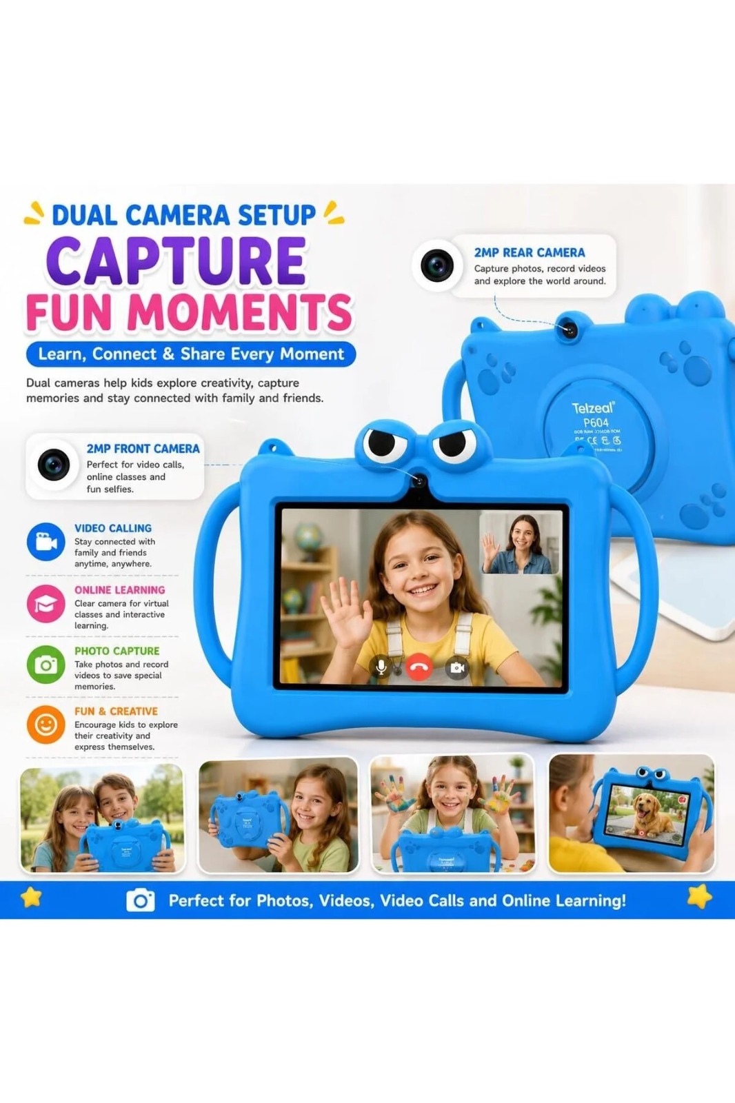 NEW ARRIVAL MODIO TELZEAL KIDS STUDY TABLET 5G WIFI TABLETS 6GB RAM / 256GB ROM STORAGE, ANDROID TAB FOR LEARNING AND FUN