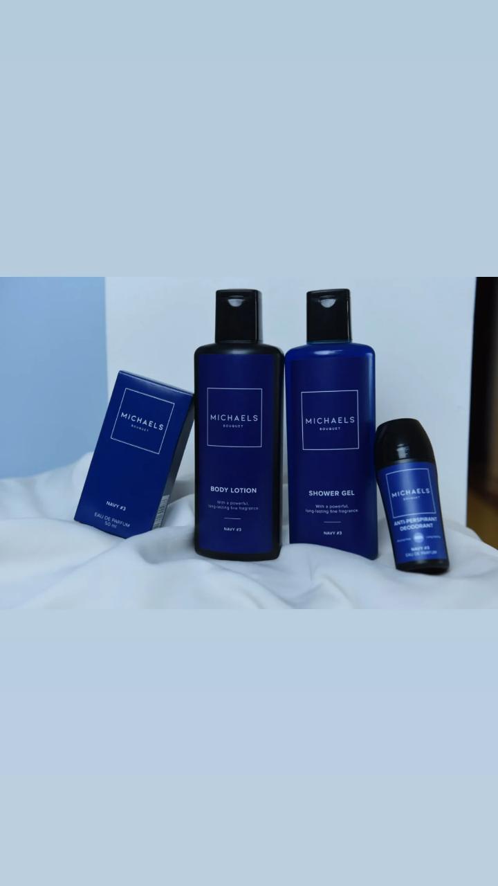 Michael's bouquet Navy 3 Combo, Perfume, Deodorant, Showergel, Bodylotion