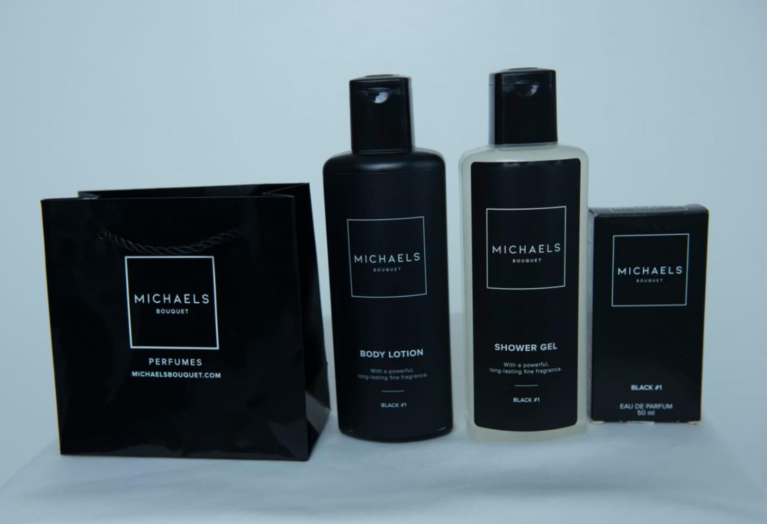 Michael's bouquet Black 1 Combo Perfume, Deodorant,  Showergel and Bodylotion.