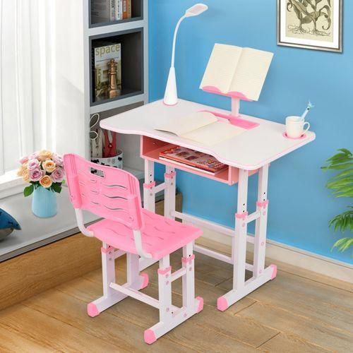 Height Adjustable Kids Study Desk & Chair Set with LED Lamp – Ergonomic Children’s Learning Table & Chair