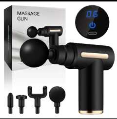 5-in-1 Portable Smart Massage Gun – Deep Tissue Muscle Massager, 5 massage heads provide versatile massage options, Adjustable intensity lets you choose a comfortable level.