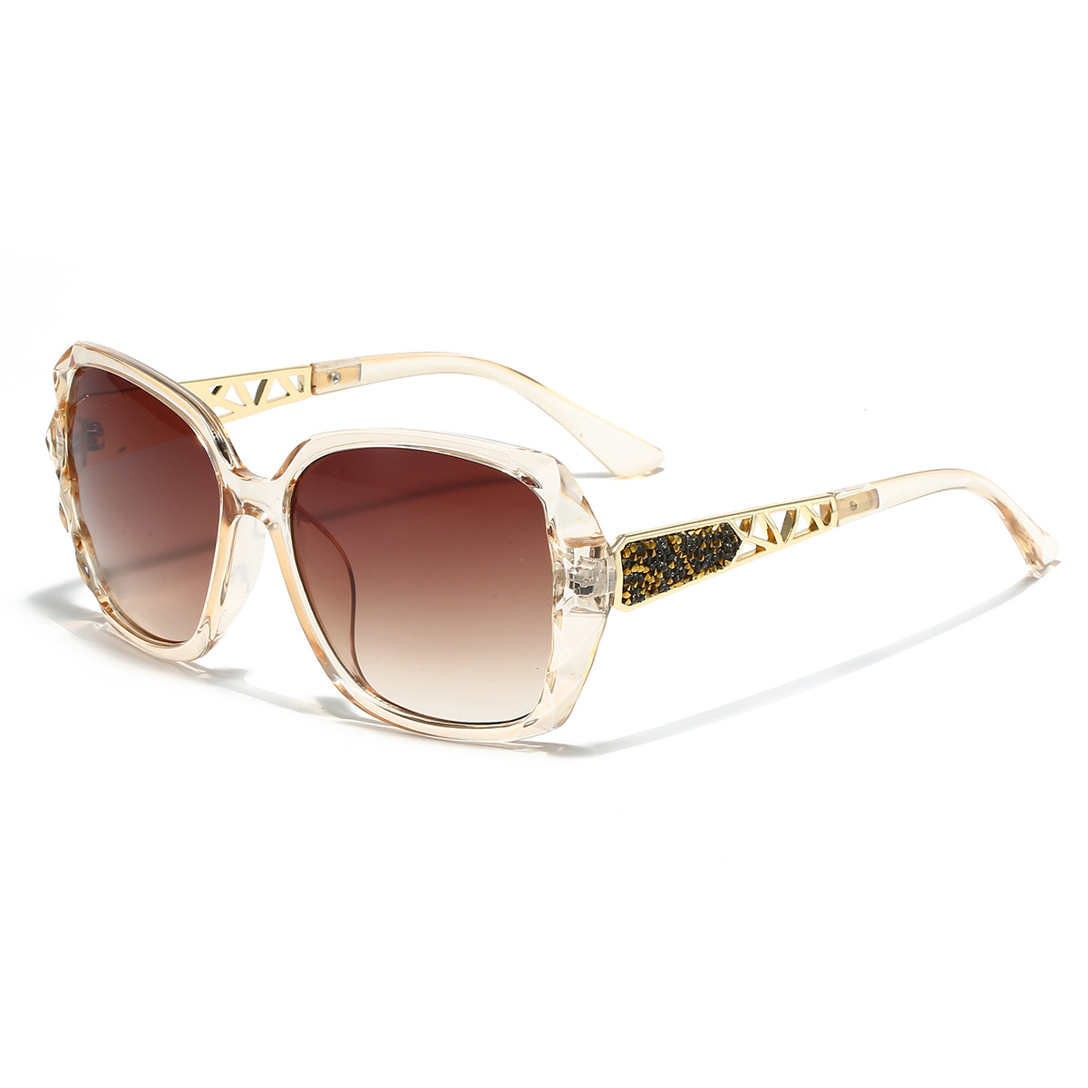 Women's Luxury UV-Protective Polarised Sunglasses: Trendy Diamond-Studded Oversized Frames for Outdoor Activities, Travel and Driving