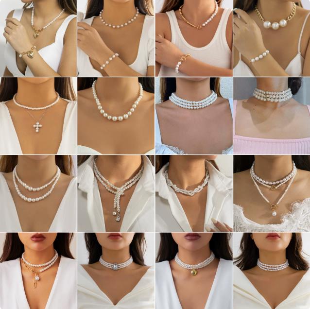 Minimalist French-style faux pearl choker necklace with a sweet yet edgy, niche heart-shaped pendant