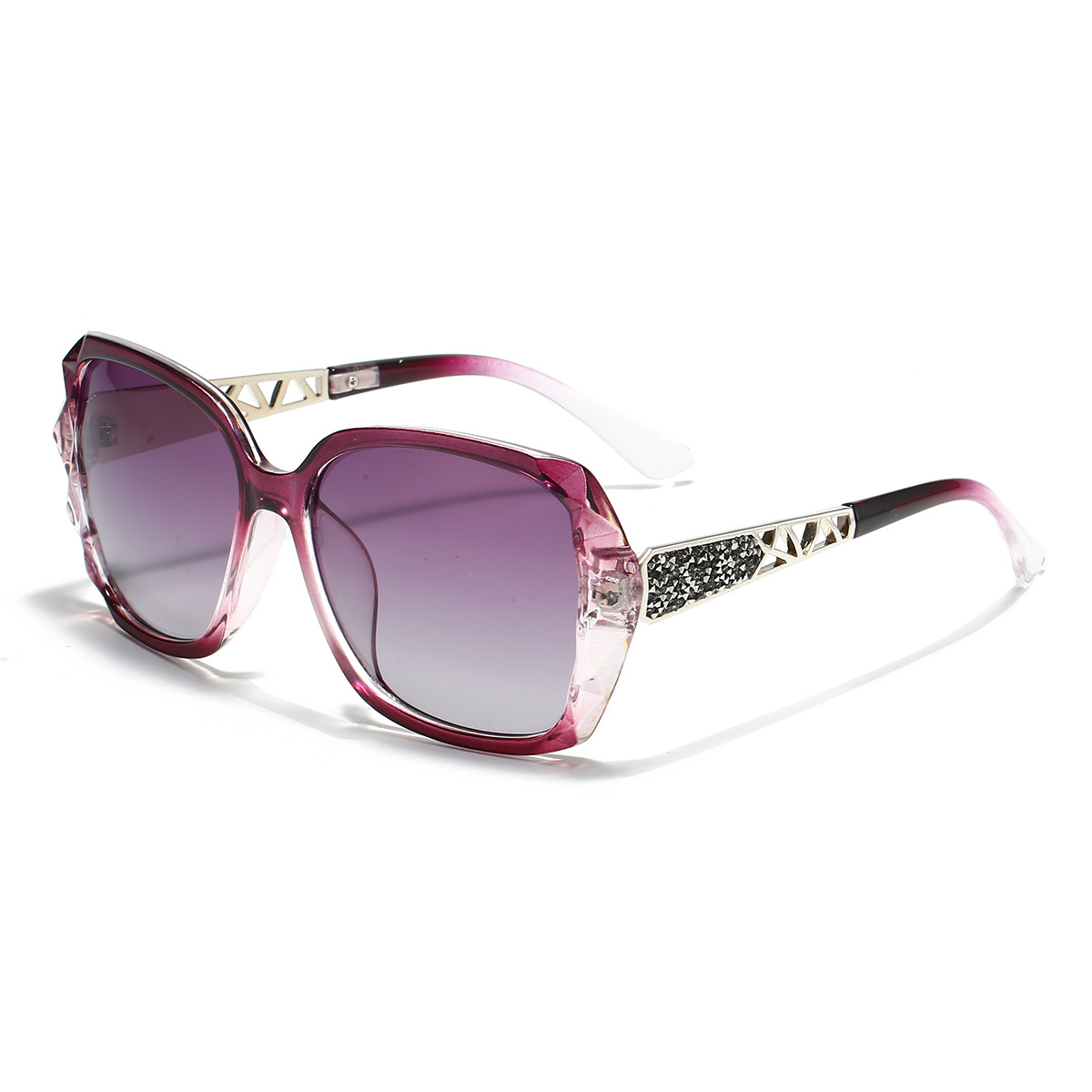 Women's Luxury UV-Protective Polarised Sunglasses: Trendy Diamond-Studded Oversized Frames for Outdoor Activities, Travel and Driving