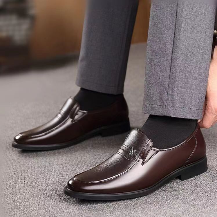 Men's Versatile Business Anti-Slip Sandals, Leather Shoes, British-Style Fashion Business Shoes, Open-Toe Slip-On Casual Shoes