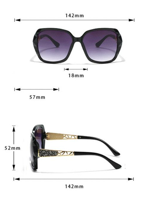 Women's Luxury UV-Protective Polarised Sunglasses: Trendy Diamond-Studded Oversized Frames for Outdoor Activities, Travel and Driving