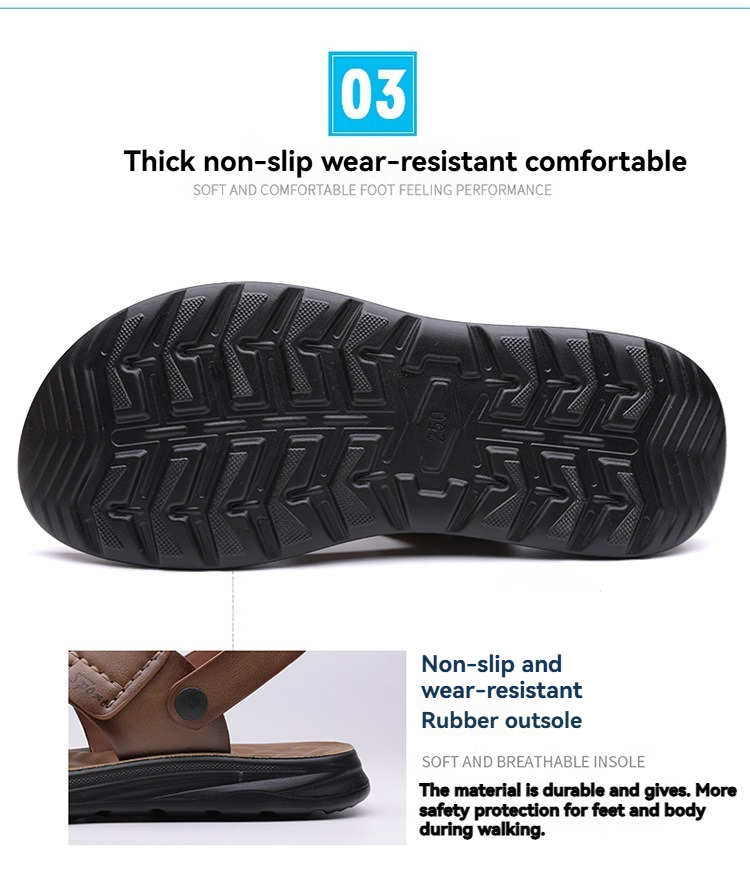 Men's Summer Outdoor Non-Slip Soft-Soled Sandals, Beach Shoes, Dual-Purpose Soft-Soled Sandals