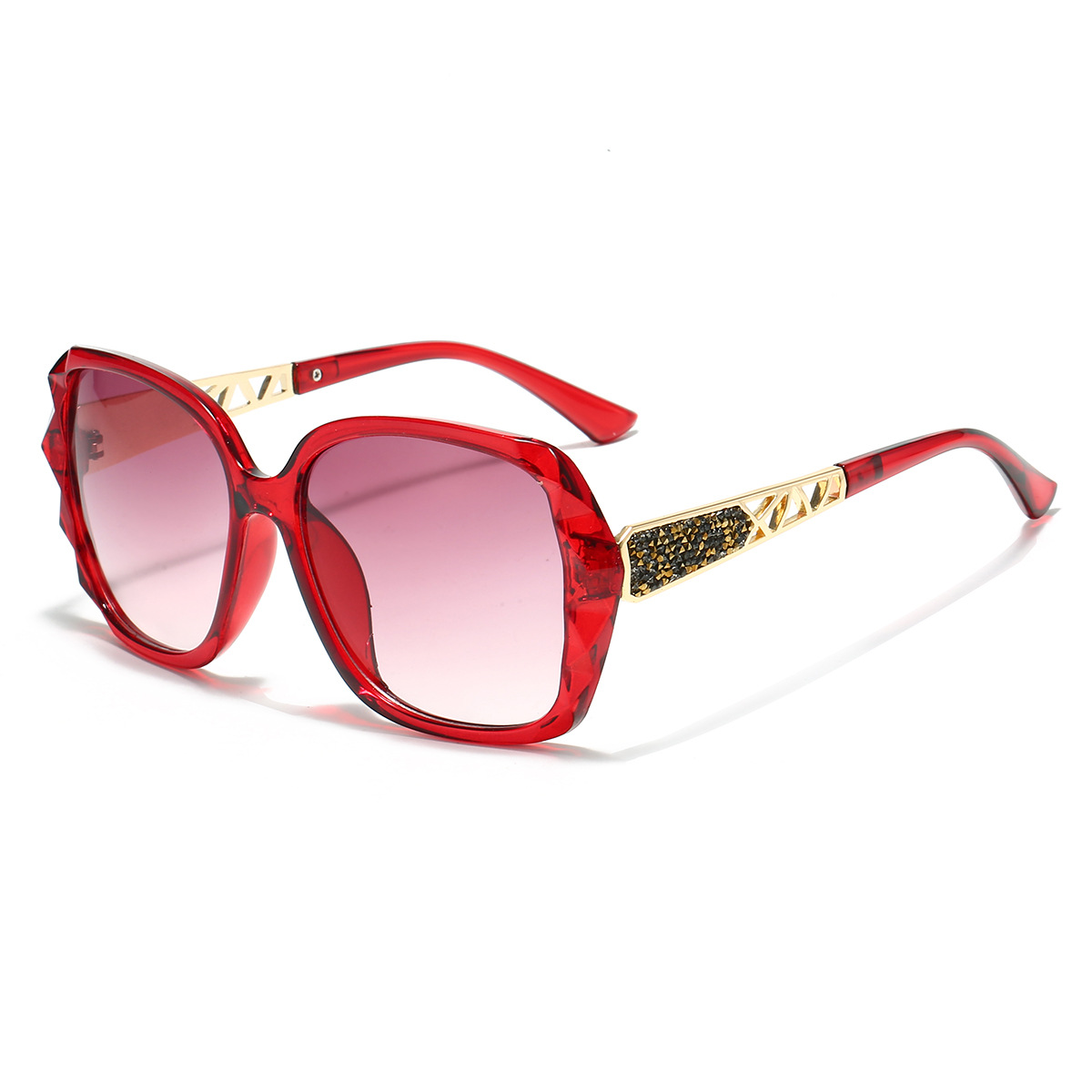Women's Luxury UV-Protective Polarised Sunglasses: Trendy Diamond-Studded Oversized Frames for Outdoor Activities, Travel and Driving