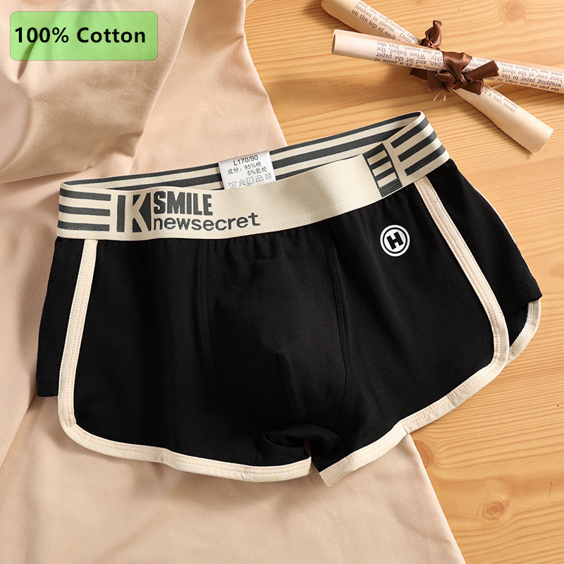 Men's Underwear: Men's 100% Cotton Boxer Shorts – Loose-fitting, Breathable Summer Styles for Teenage Boys – Retro-style Boxer Shorts with Low-rise Waistband