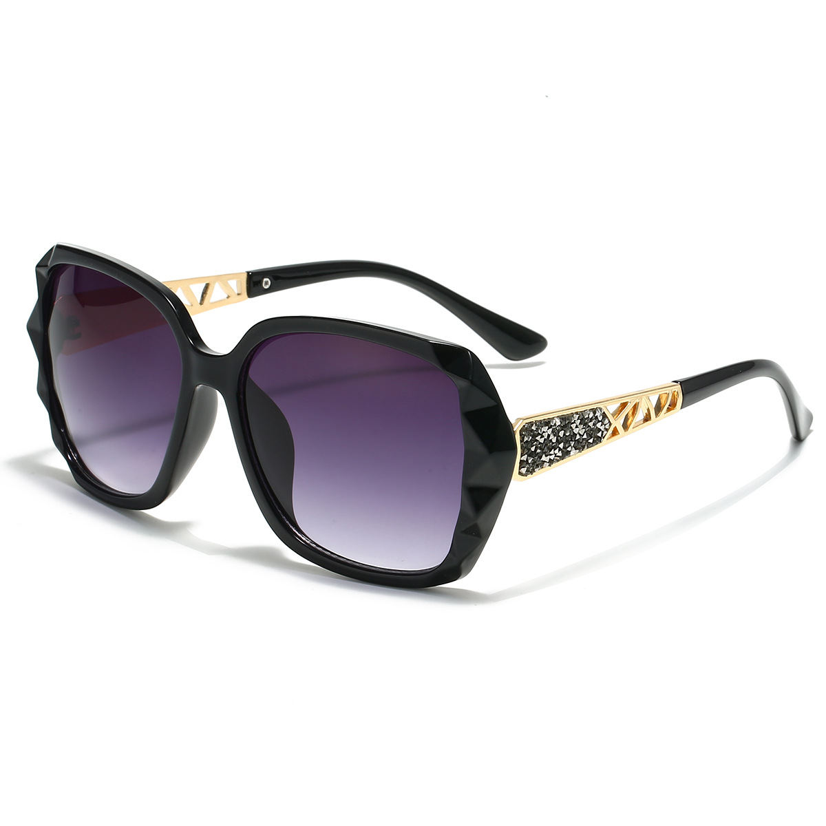 Women's Luxury UV-Protective Polarised Sunglasses: Trendy Diamond-Studded Oversized Frames for Outdoor Activities, Travel and Driving