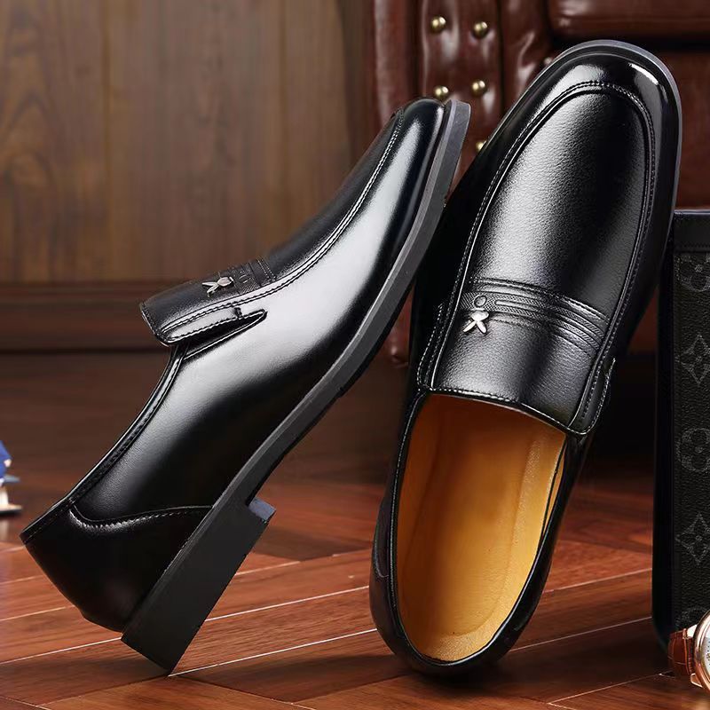 Men's Versatile Business Anti-Slip Sandals, Leather Shoes, British-Style Fashion Business Shoes, Open-Toe Slip-On Casual Shoes