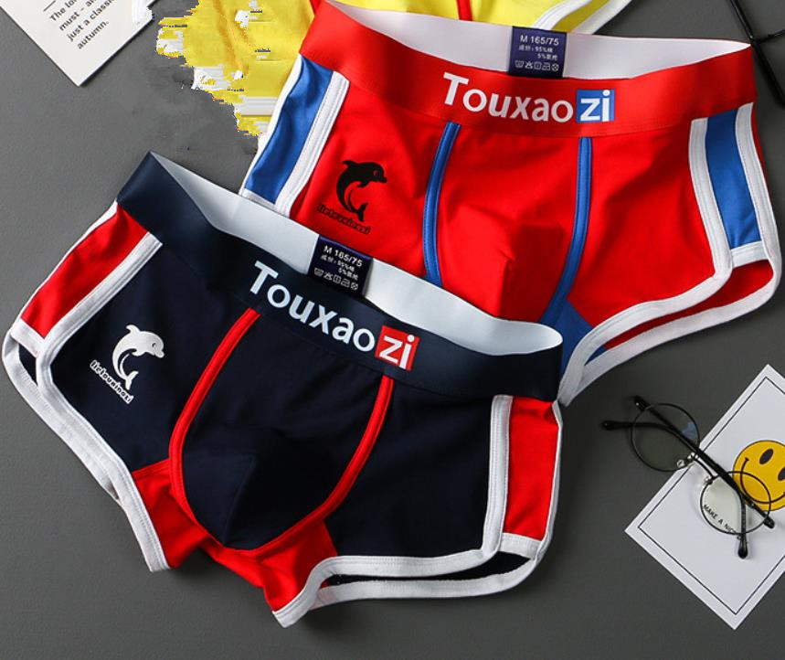 New Arrival: Men's Boxer Briefs – 100% Cotton, Japanese-Style Patchwork, Artistic, Slim-Fit, Breathable Gusset, Low-Rise Waistband