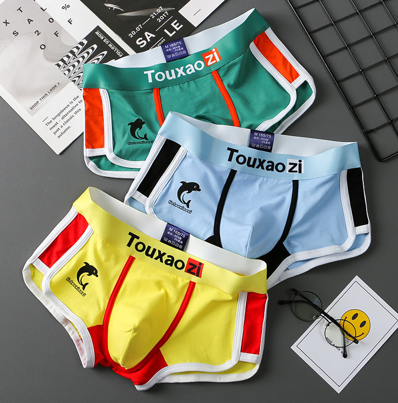 New Arrival: Men's Boxer Briefs – 100% Cotton, Japanese-Style Patchwork, Artistic, Slim-Fit, Breathable Gusset, Low-Rise Waistband