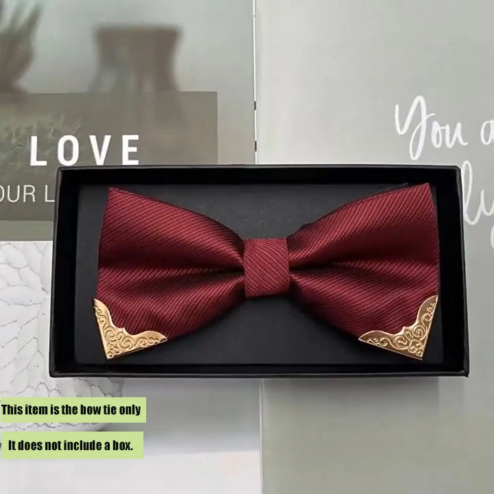 Men's solid color business tie formal suit tie wedding groom groomsman tie wine red British bow tie