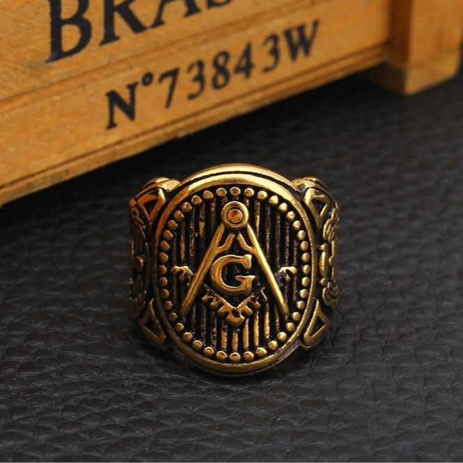 European and American-style stainless steel jewellery, men’s rings, religious jewellery: AG Freemasonry titanium steel ring