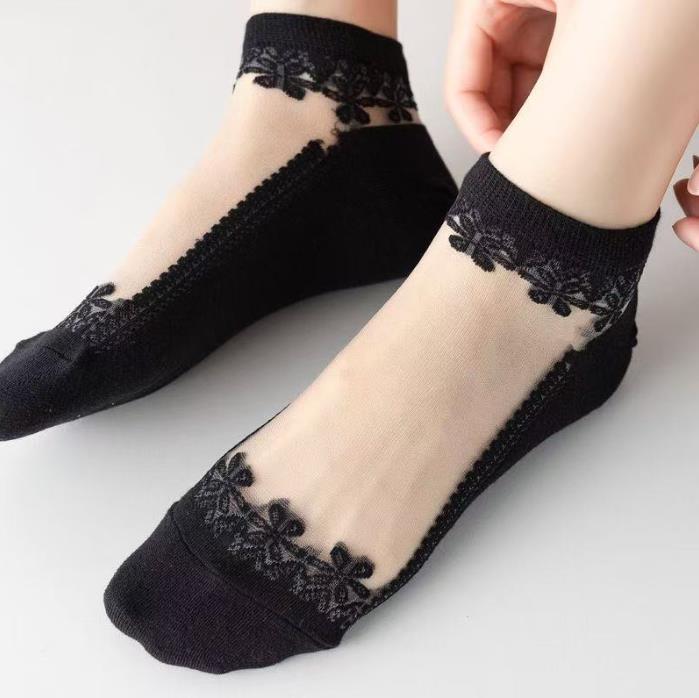 7 pairs  Women’s short socks, breathable, sheer, summer-weight, crystal-effect, low-cut, invisible ankle socks