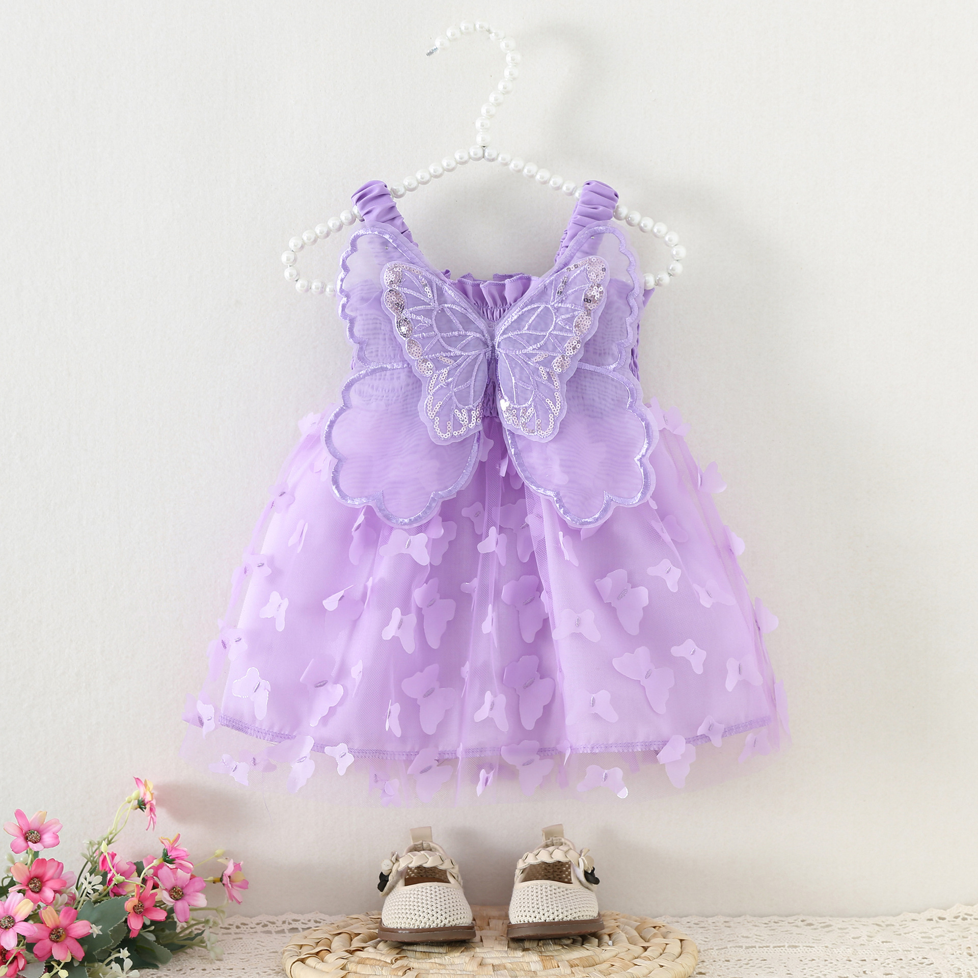 Summer girl's bow mesh princess dress