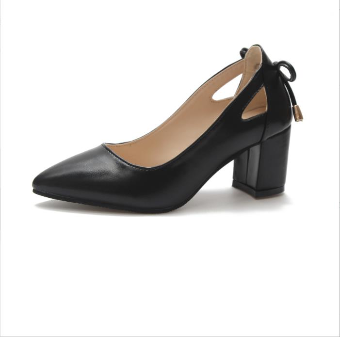 Women's Pointed-Toe Low-Cut Pumps with Chunky Heels