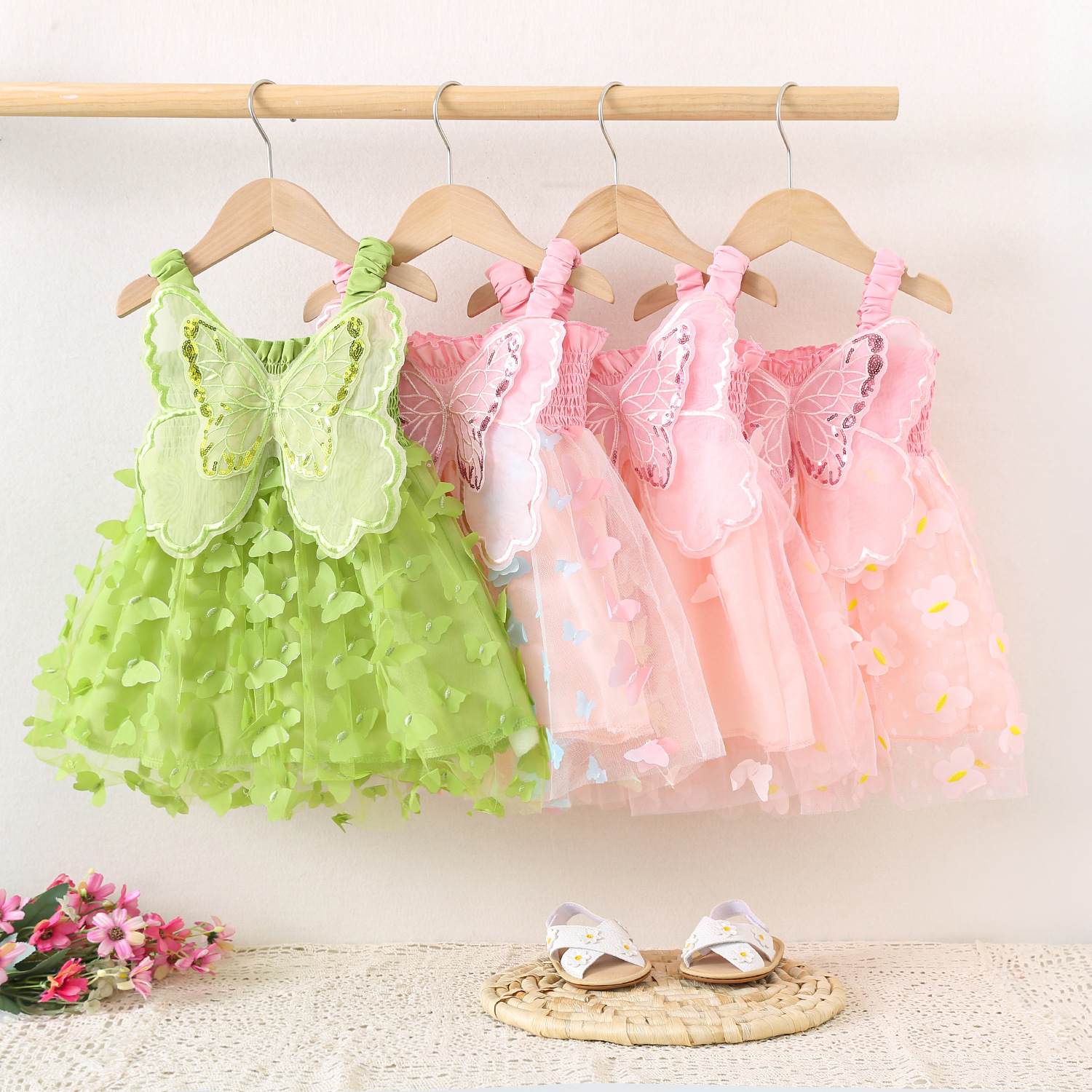 Summer girl's bow mesh princess dress