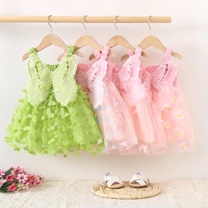 Summer girl's bow mesh princess dress