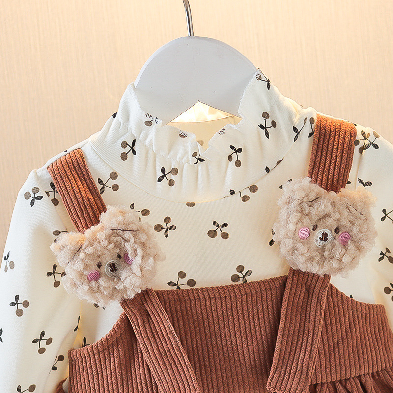 Girls spring and fall long-sleeved dress 2025 Korean version of the false two-piece princess skirt