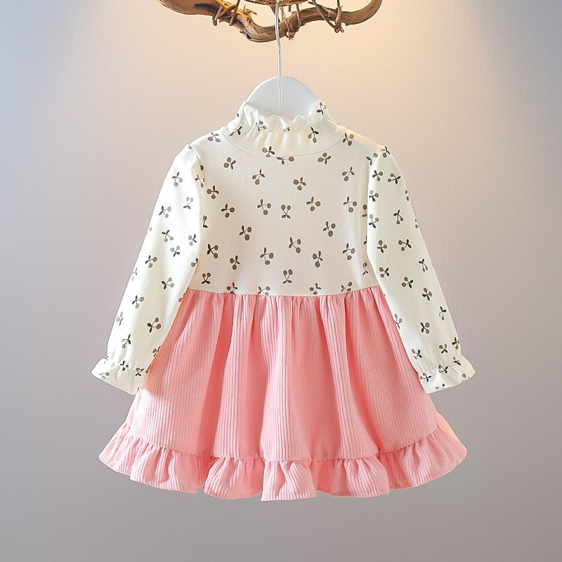 Girls spring and fall long-sleeved dress 2025 Korean version of the false two-piece princess skirt