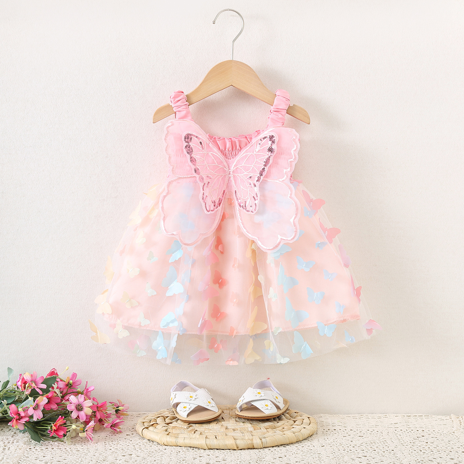 Summer girl's bow mesh princess dress