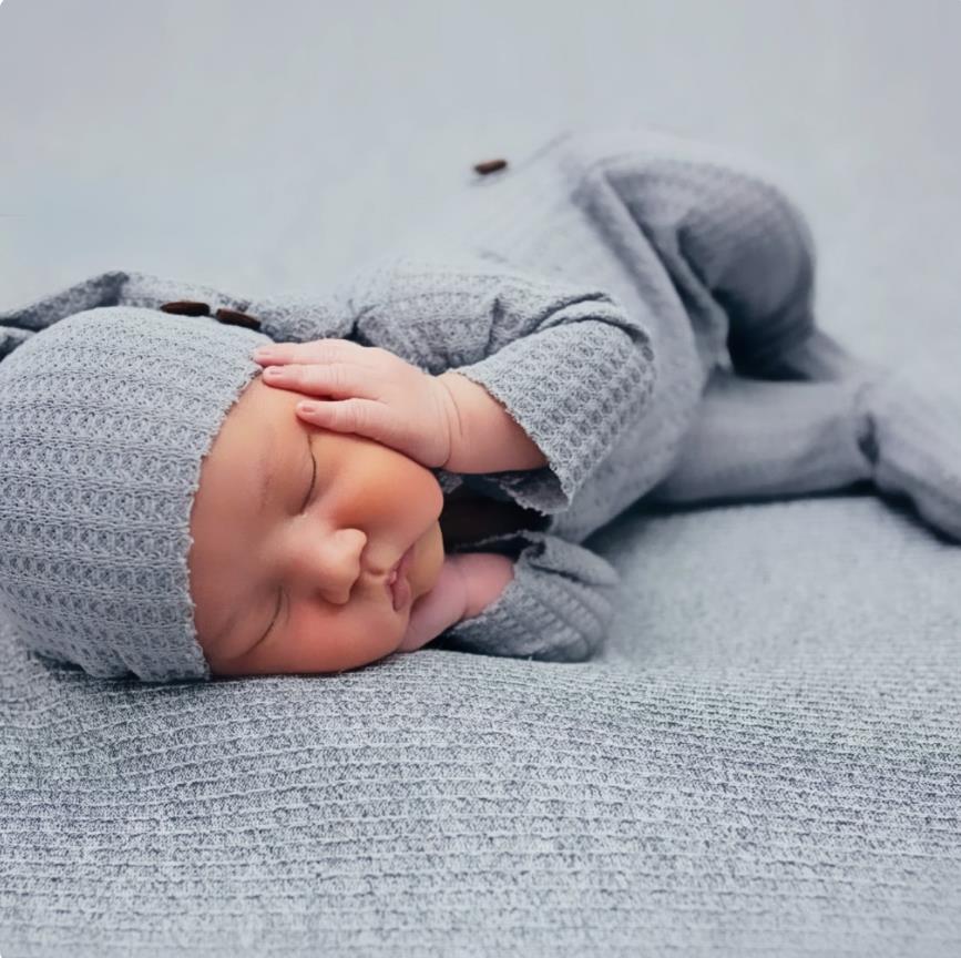 European and American newborn photography clothing two-piece set of knitted ankle jumpsuit+long tail hat