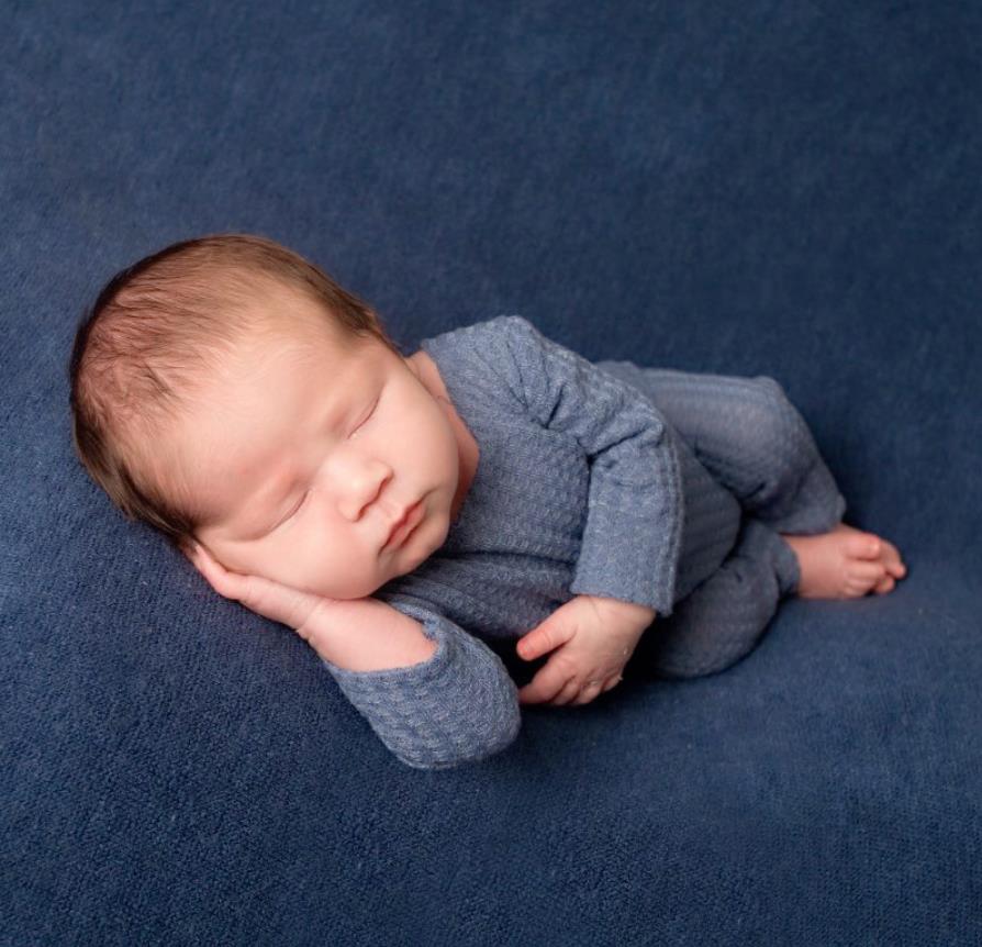 European and American newborn photography clothing two-piece set of knitted ankle jumpsuit+long tail hat