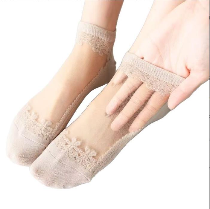 7 pairs  Women’s short socks, breathable, sheer, summer-weight, crystal-effect, low-cut, invisible ankle socks