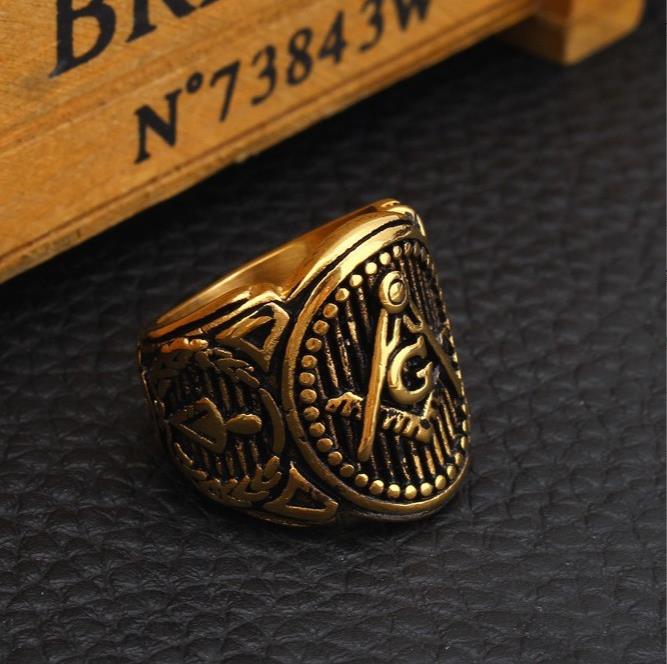 European and American-style stainless steel jewellery, men’s rings, religious jewellery: AG Freemasonry titanium steel ring
