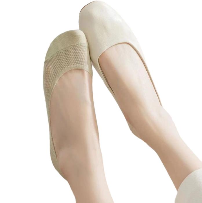 5 pairs Mesh Ice Silk Women’s Ankle Socks – Lightweight, Invisible, Non-Slip, Solid Colour, Cotton Sole, Breathable