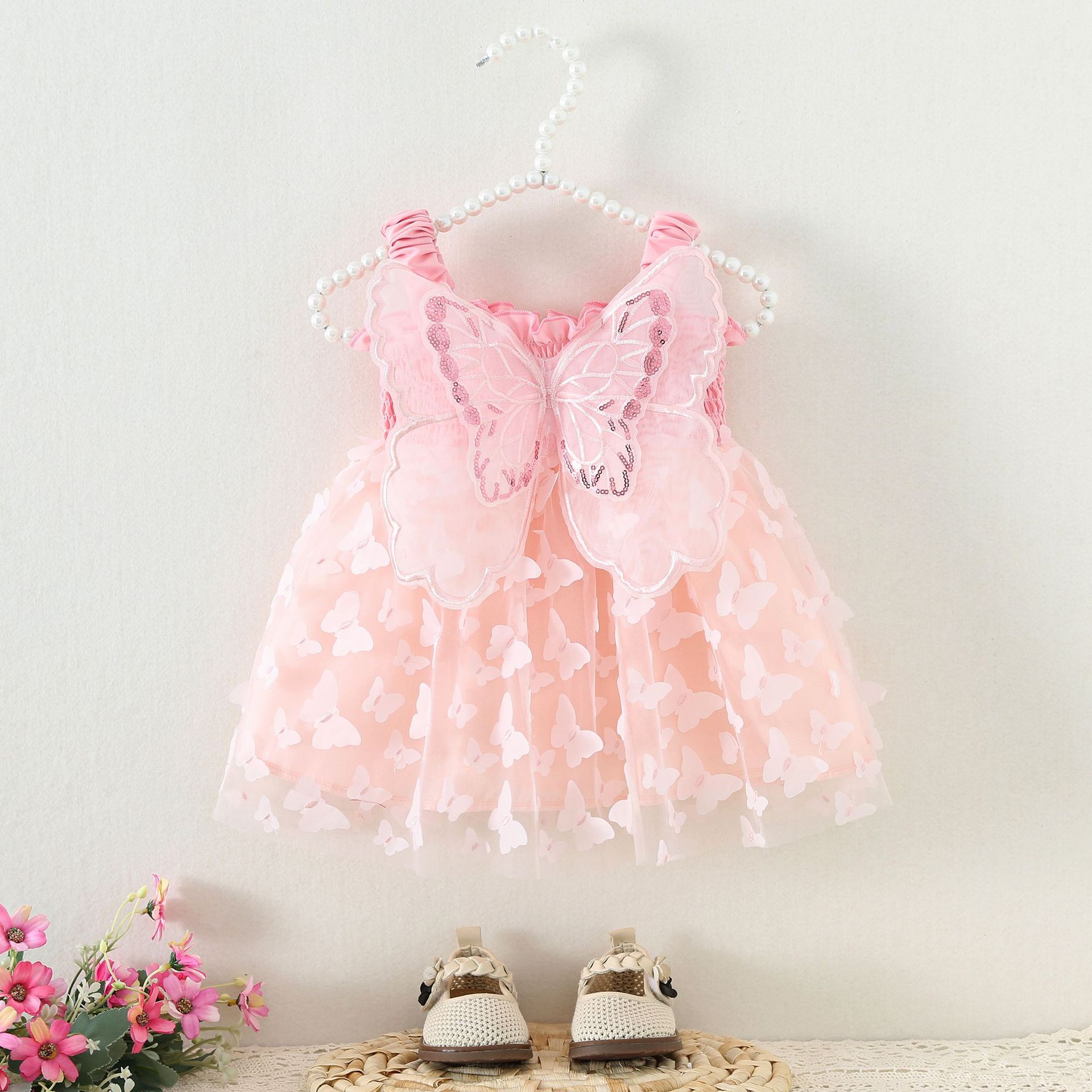 Summer girl's bow mesh princess dress