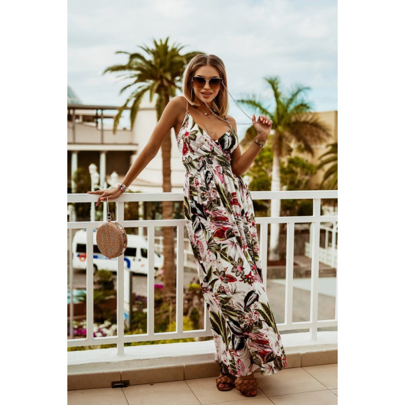 New Fashionable Women's V-neck Dress, Sleeveless Spaghetti-strap Dress, Printed Bohemian Maxi Dress, Women's Dress