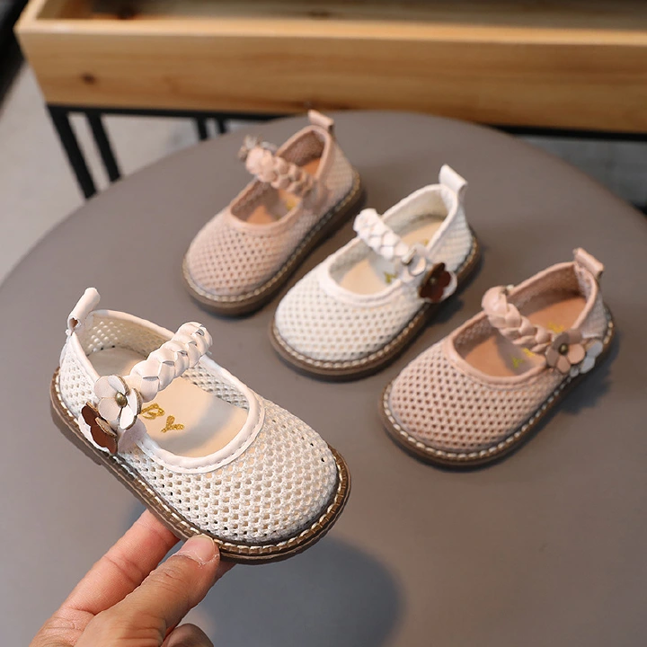 Summer Girls' Openwork Breathable Sandals, Knit Mesh Sandals, Toddler Princess Sandals, Baby First Walking Shoes
