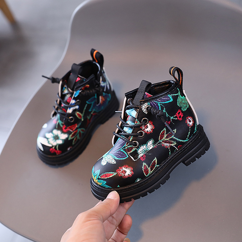 New Arrival: Children's Non-Slip Soft-Soled Short Boots, Printed Dr. Martens-Style Boots, Boys' Single-Boots, British-Style Short Boots for Boys and Girls