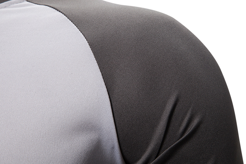 Men's Colour-Blocked Long-Sleeve T-Shirt, Round-Neck Men's T-Shirt, Versatile Geometric Colour-Blocked Top, Men's Wear