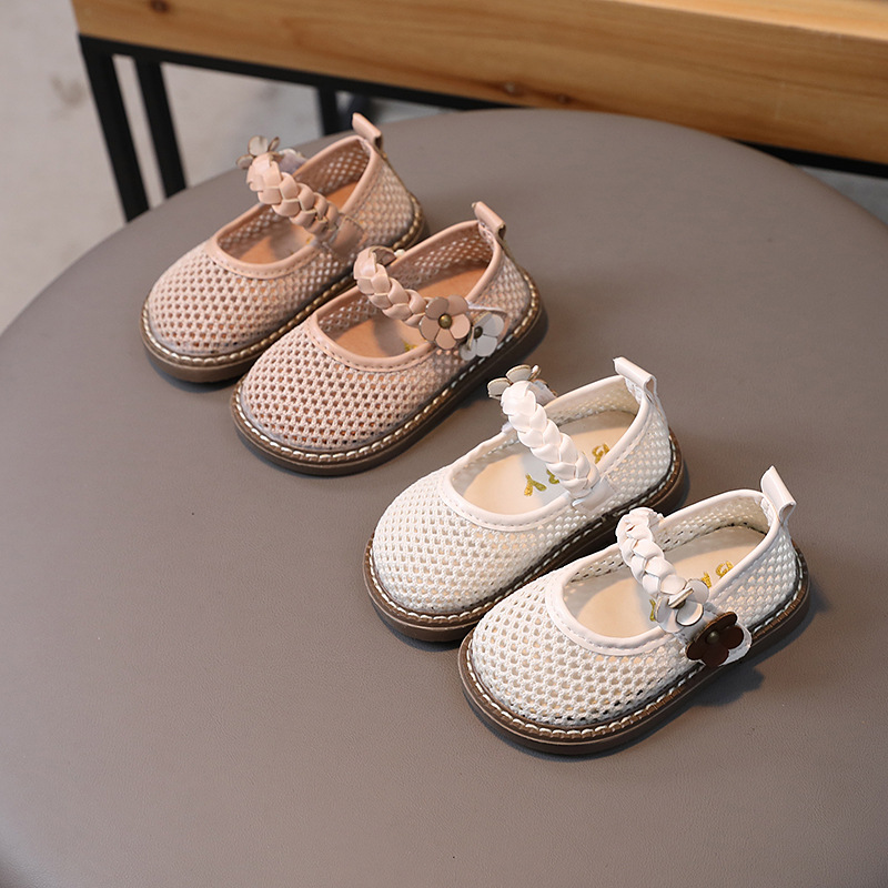 Summer Girls' Openwork Breathable Sandals, Knit Mesh Sandals, Toddler Princess Sandals, Baby First Walking Shoes
