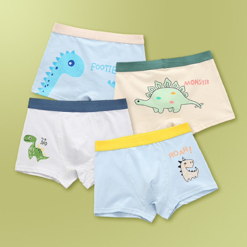 4-pack boys’ cotton boxer shorts: small/medium, large/extra-large, and teenage sizes – Grade A
