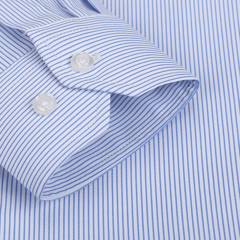 Men’s Spring/Autumn Business Workwear Non-Iron Long-Sleeved Shirt, Striped Shirt, Professional Attire, Workwear Top, Men’s Clothing