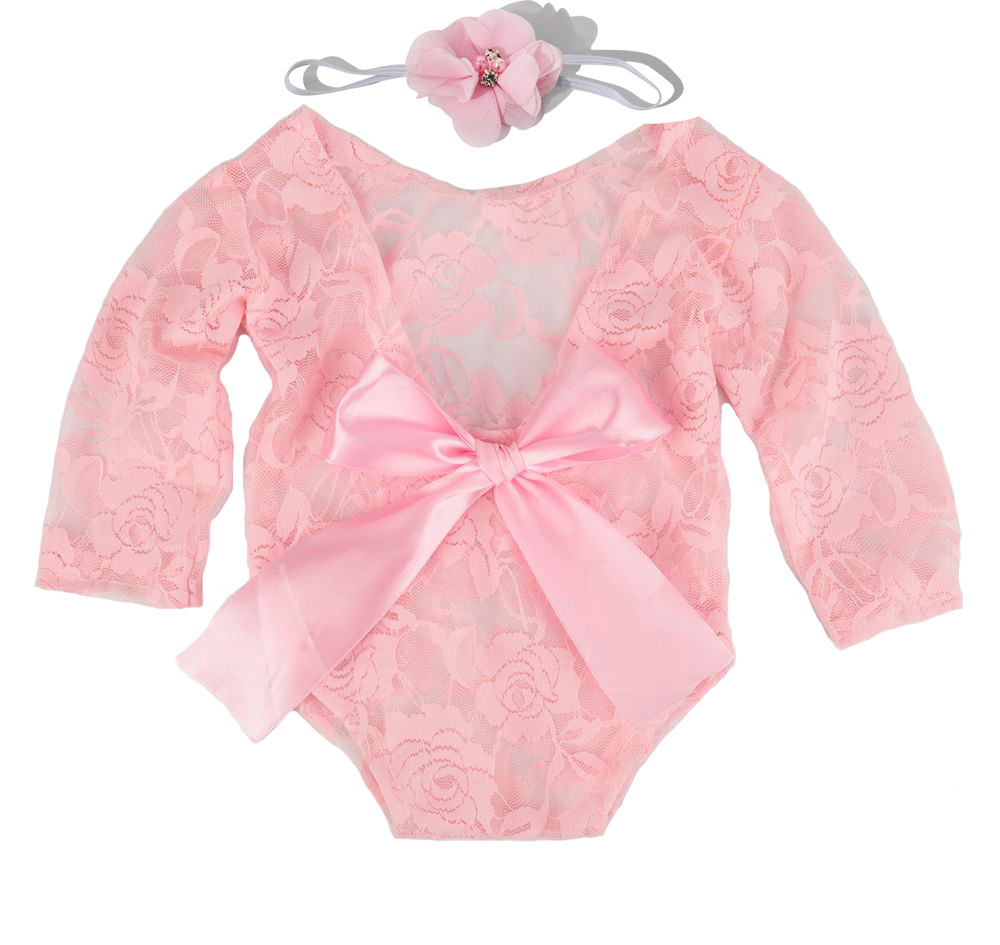 Newborn cinema photography suit lace triangle climbing suit (tied with a bow)+headband two-piece set