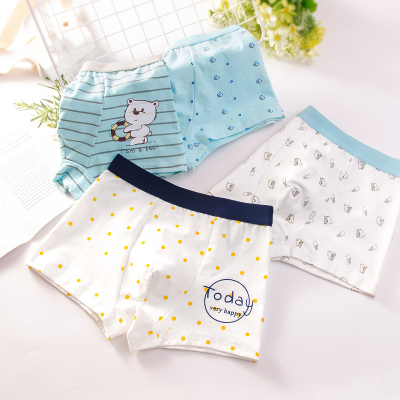 4-pack boys’ cotton boxer shorts: small/medium, large/extra-large, and teenage sizes – Grade A