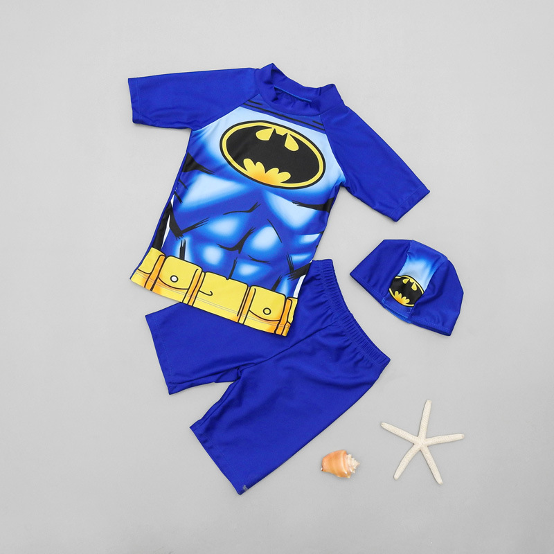 Boys' Swimwear: Two-piece Boxer Shorts for Young Boys – Cartoon Spider Web Design – Boys' Hot Spring Sun Protection Swim Set