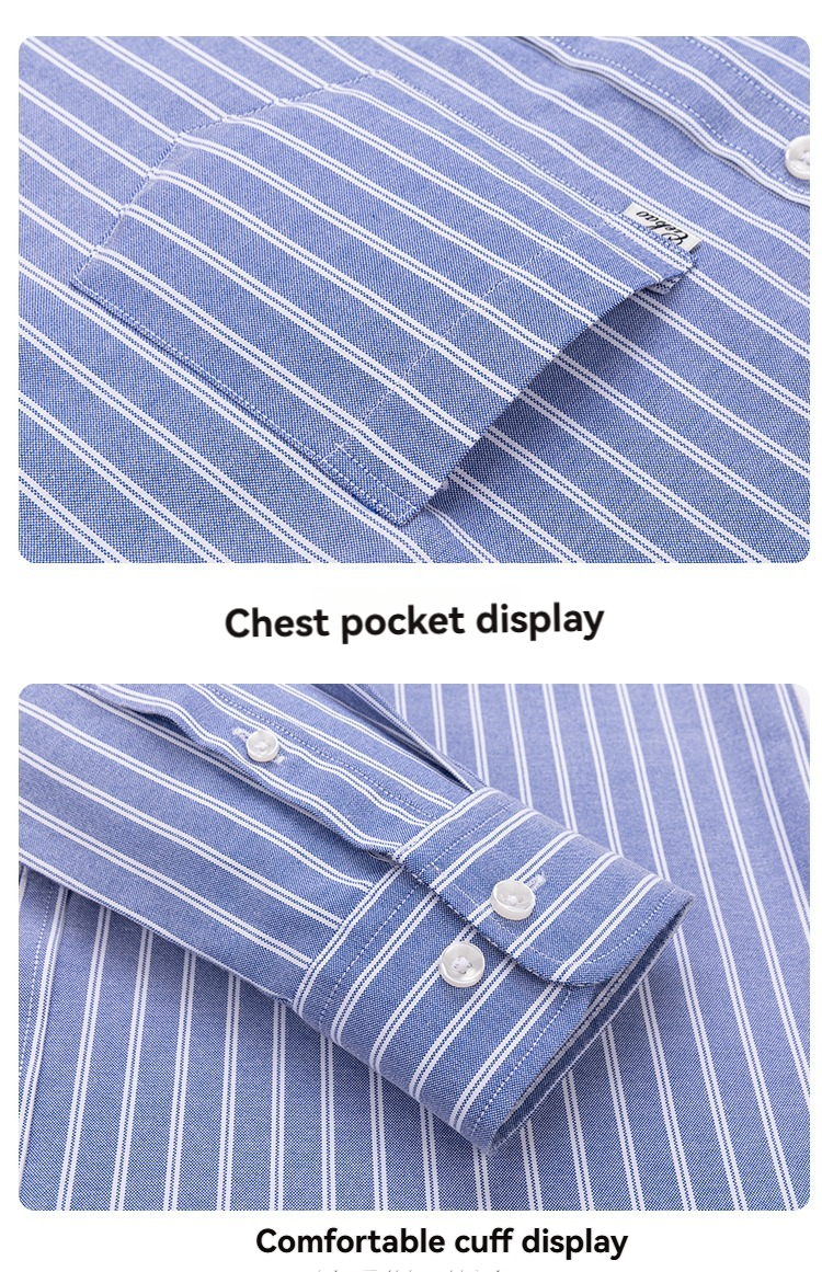 Men’s Non-Iron, Breathable Striped Long-Sleeved Shirt – Business and Professional Wear, Casual Men’s Clothing