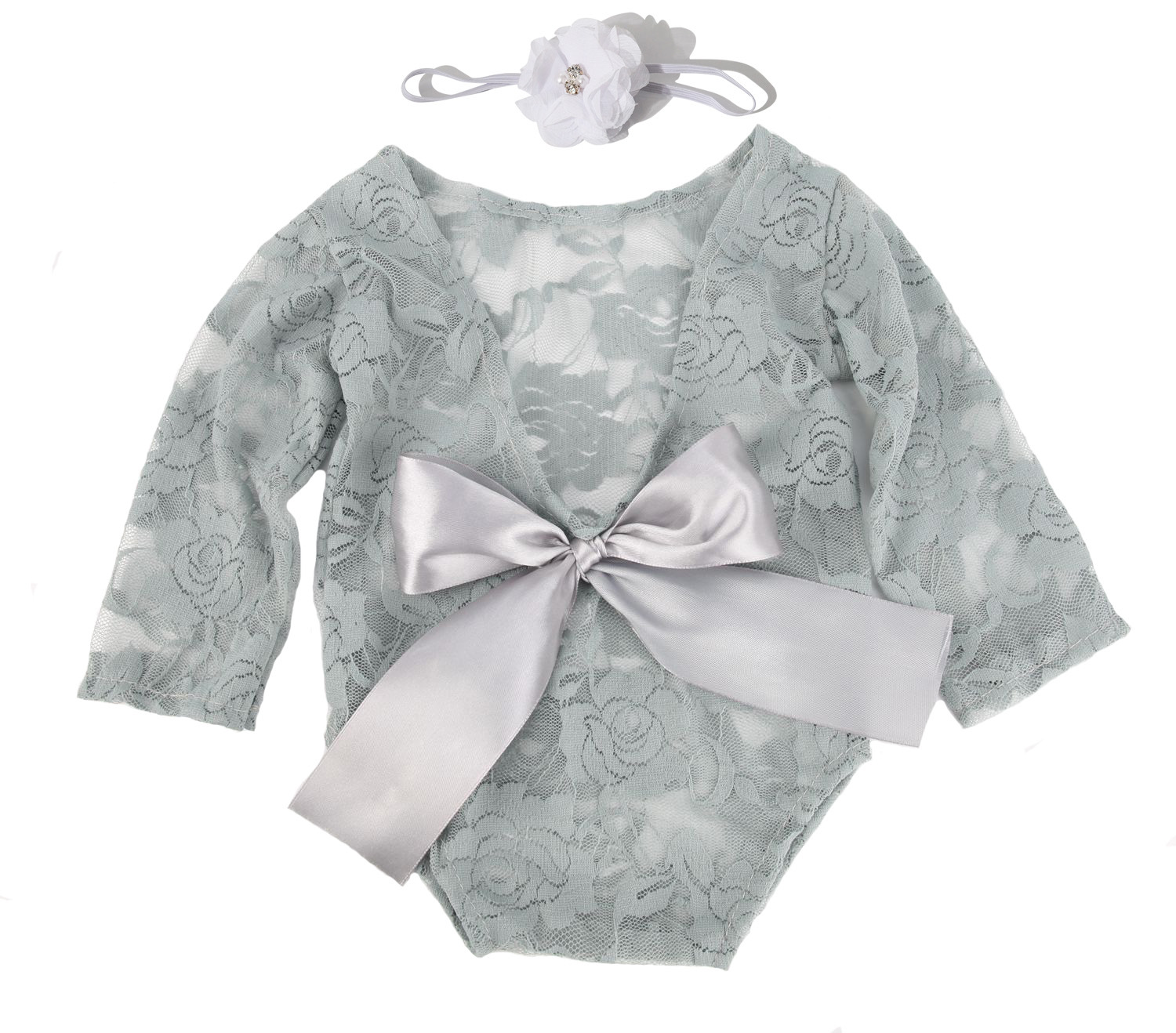 Newborn cinema photography suit lace triangle climbing suit (tied with a bow)+headband two-piece set